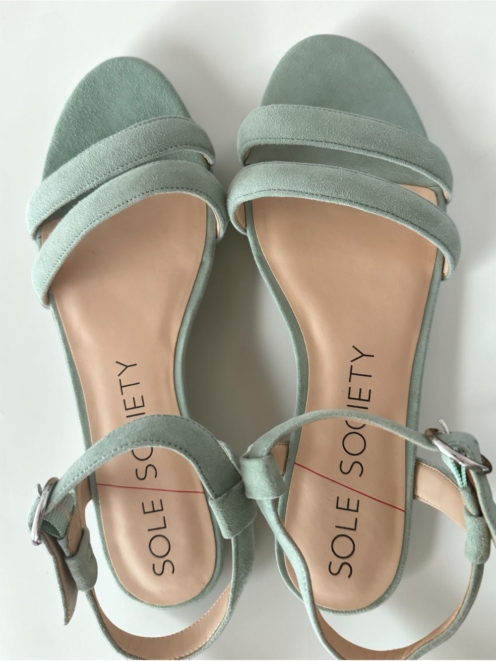 Like New: Sole Society Mint Green Suede Double-Strap Sandals Women’s Size 9